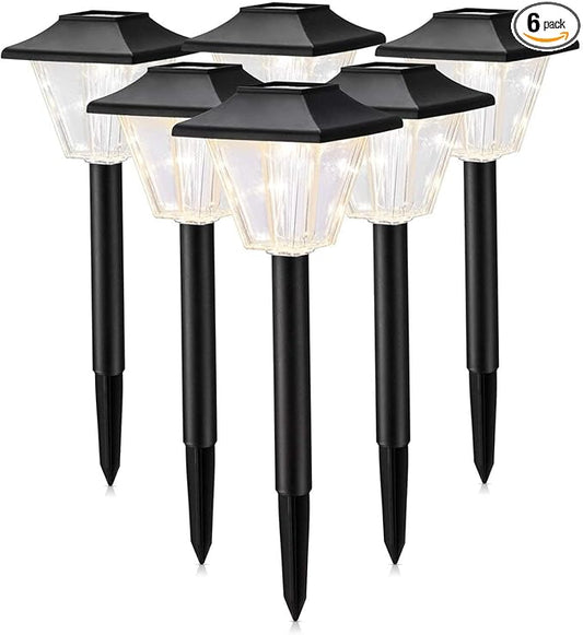 SUNWIND Solar Powered Outdoor Pathway Lights, 4 Pack, Waterproof LED, Black