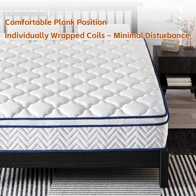 Full Size Mattress, 12 Inch Hybrid Mattress in a Box, Memory Foam Individually Wrapped Pocket Coils Innerspring Pressure Relief, Medium Firm - CertiPUR-US Certified, Fiberglass-Free, 54x75 Inches