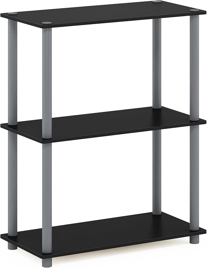 Furinno Turn-N-Tube Display Rack, 3-Tier Single, Black/Grey