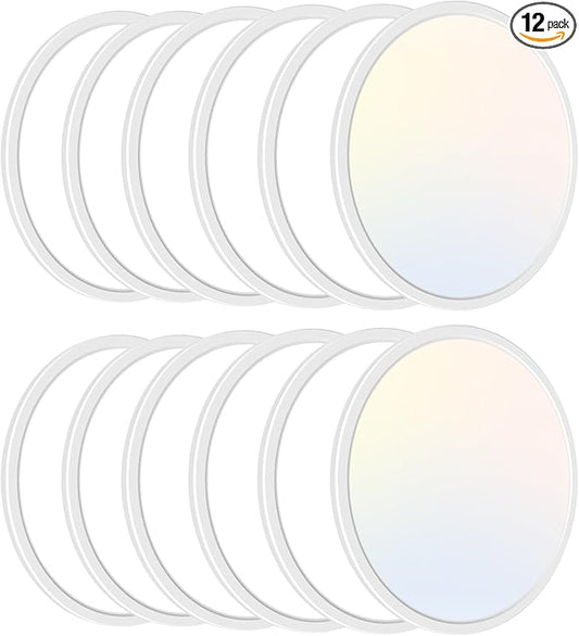 zemty 12Pack 12 Inch LED Flush Mount Ceiling Light, Super Slim 28W 3200lm LED Ceiling Light, 3 Color Temperature in One 3000k/4500k/6000K Round Light Fixture for Bedroom, Kitchen, Dining Room (White)