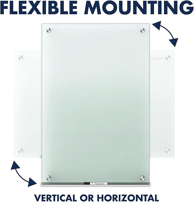 Quartet Whiteboard, Glass Dry Erase Board, Non-Magnetic, 48"W x 36"H, Infinity Frameless Mounting, White Surface, Accessory Tray, and 1 Dry Erase Marker (G4836NMW)