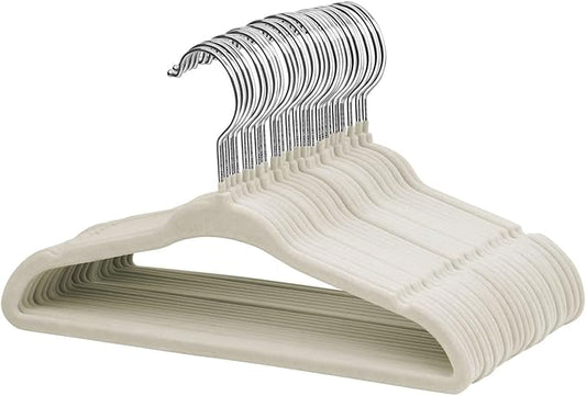 ManGotree Baby Velvet Clothes Hangers, Kids Toddler Children's Hangers for Clothes Space Saving Non-Slip (30 Pack, Beige)
