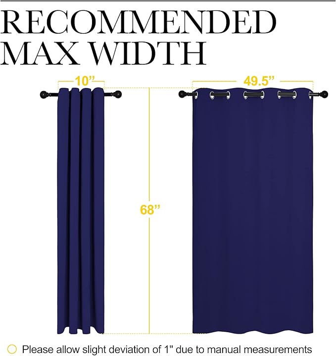 NICETOWN Blackout Draperies Curtains, All Season Thermal Insulated Solid Grommet Top Blackout Curtains/Drapes for Kid's Room (Royal Blue, 1 Pair, 55 x 68 inches)