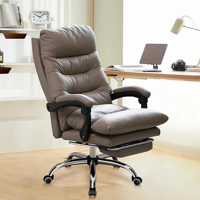 Office Chair with Retractable Footrest, Heavy-Duty Ergonomic Chair, Adjustable Height High Back Computer Gaming Chairs