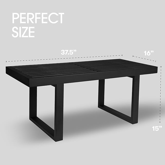 Bamboo Nelson Slat Wooden Bench, Small Wood Benches for Entryway, Living & Dining Room, Kitchen, Bedroom, Bathroom, Hallway, Front Door, for Indoor & Outdoor Patio Use, Mid Century Modern Decor