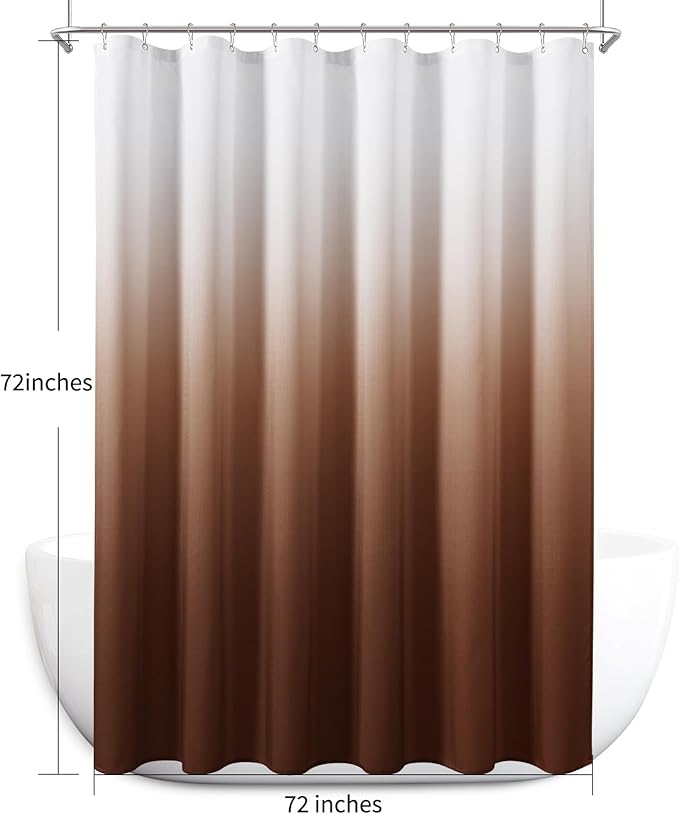 Naturoom Rustic Brown Shower Curtains for Bathroom,Ombre Cloth Fabric Shower Curtain Set with 12 Hooks Denim Blue Bathroom Decor 72 x 72