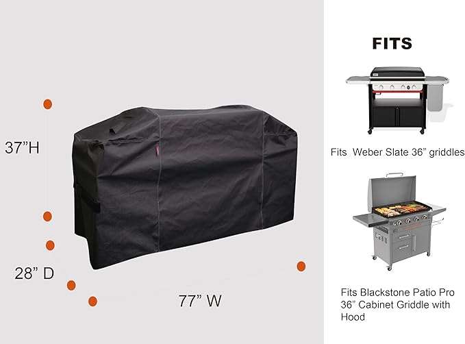 RPET Frabric Cover for Flat Griddle Cover, Black；Fit Slate 36” griddles