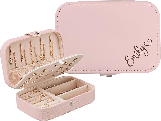 Personalized Jewelry Box Gifts for Women Custom Travel Jewelry Case Organization Leather Customized Birthday Anniversary Bridesmaid Gifts
