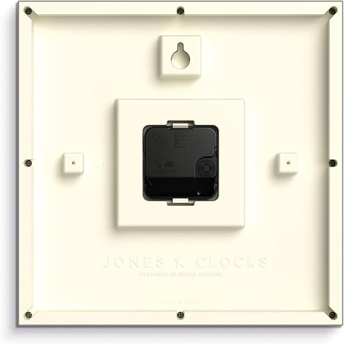 JONES CLOCKS® Box Wall Clock | Retro Square | 25cm | Gray | Easy to Read Numbers | Perfect Kitchen or Office Clock