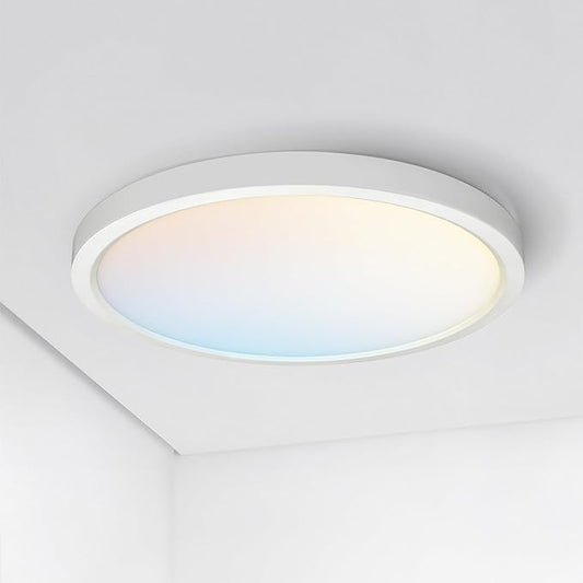 ASD LED 15" Round Flush Mount Ceiling Light Fixture, Low Profile Surface Lighting | 5CCT, Dimmable, Ultra-Thin, ETL Listed | 28W 2300LM 2700-6000K 100-277V | Kitchen, Bedroom, Hallway Lamp | White