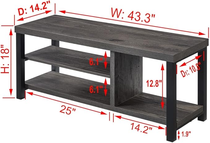 EXCEFUR Industrial Entryway Bench, Rustic Indoor Shoe Boot Storage Bench Seat for Living Room, Grey