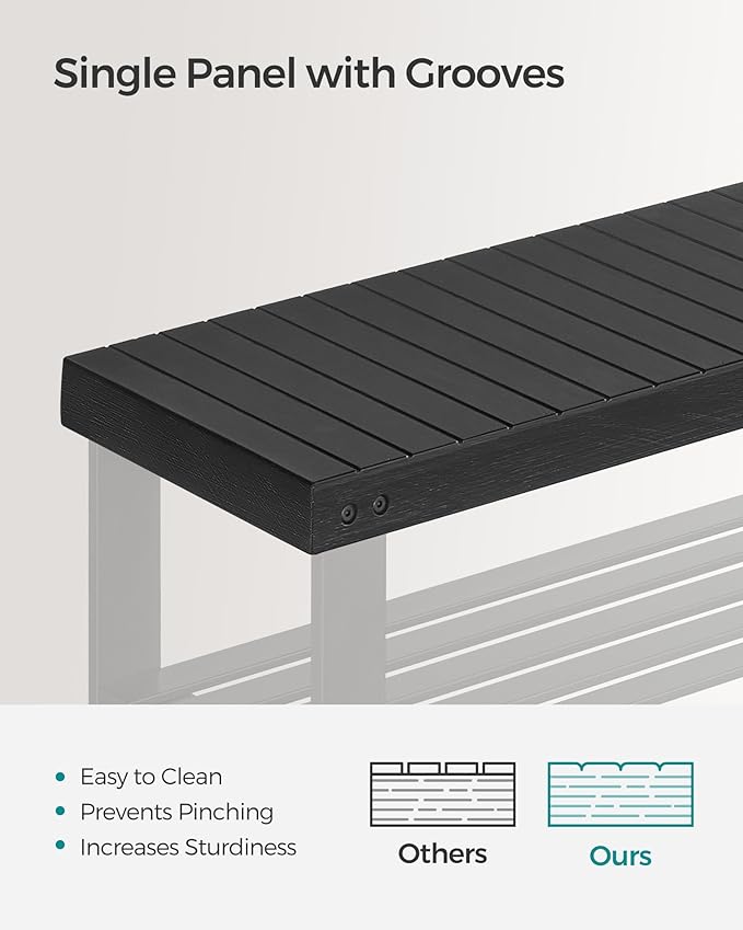 SONGMICS Shoe Rack Bench, 3-Tier Bamboo Shoe Storage Organizer, Entryway Bench, Holds Up to 286 lb, 11.3 x 35.4 x 17.8 Inches, for Entryway Bathroom Bedroom, Ink Black ULBS90B33