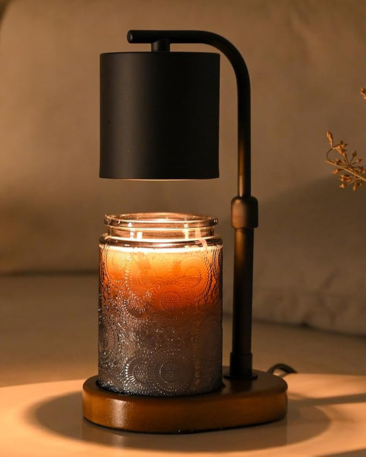 Candle Warmer Lamp Timer - Adjustable Black Candle Lamp Warmer, Birthday Gifts for Women, for Mom, House Warming Gifts New Home, Candle Warmer for Jar Candles with 2 Bulb
