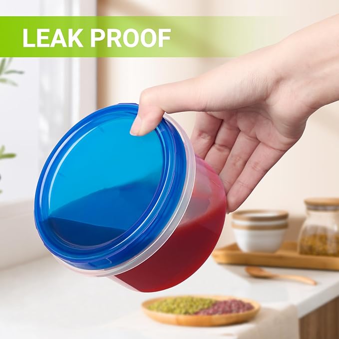 16 oz Freezer Storage Containers with Twist Top Lids, 10 Pack Reusable Meal Prep Containers Plastic Stackable Leakproof Food Storage Containers for Sauce Salad Leftover Oats