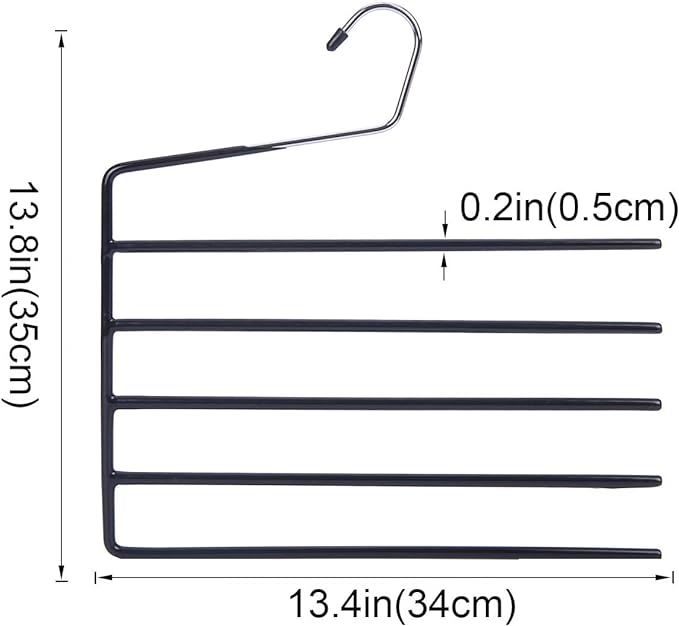 Nature Smile Pants Hangers 3pack, Heavy Duty Multi Layers Space Saving Slack Hangers,Non Slip 5 Tier Open-Ended Pants Hanger Closet Storage Organizer for Garden Flags Trousers Jeans Scarf