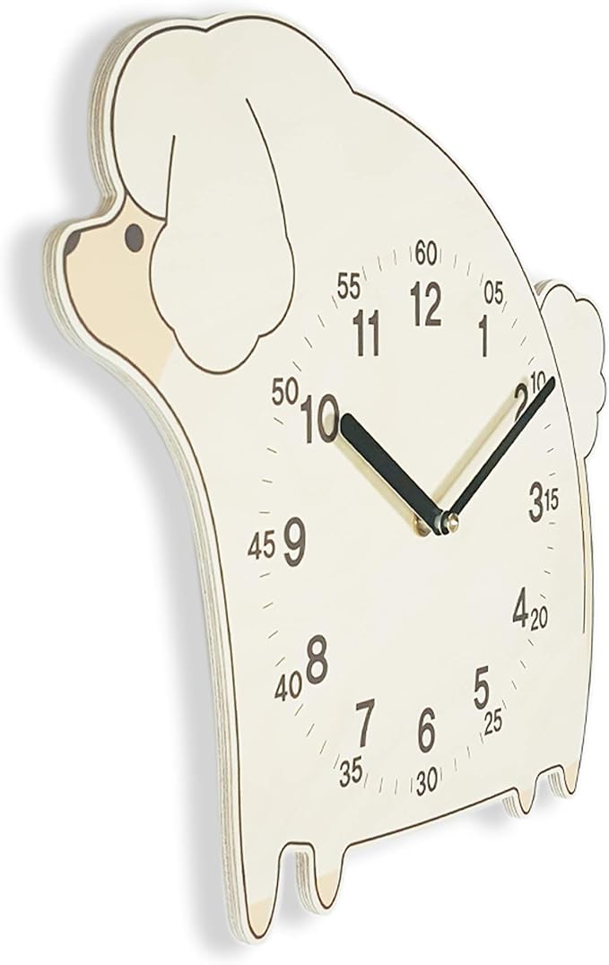 Silent Kids Wall Clock - Non-Ticking, Decorative, Cute Wooden Clock for Nursery, Children, Toddler, Baby Room, Battery Operated - Bear, Unicorn, Owl