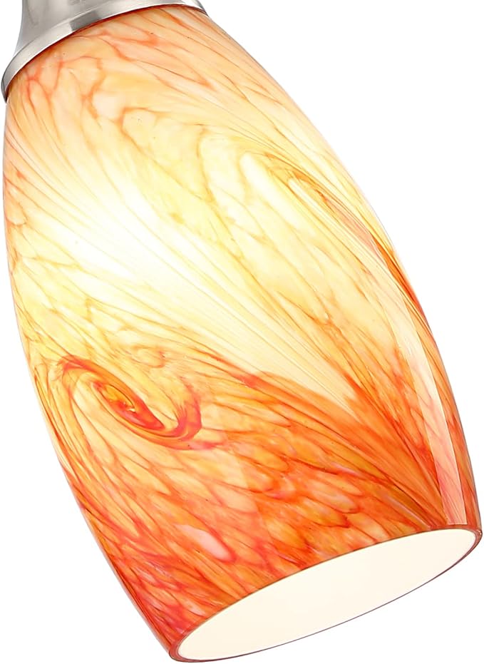 Art Glass Mini Pendant Lights Kitchen Island Marble Glass Pendant Light Shade with Brushed Nickel Finish Ceiling Hanging Lights for Kitchen Over Sink,Dining/Living Room Red Marble-1Pack