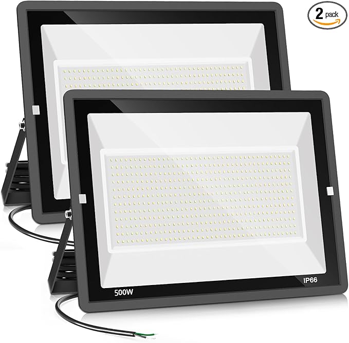 500W 2pack LED Flood Light Outdoor,(2750W Equivalent)Super Bright 58,500LM Daylight 5000K IP66 Waterproof Security LED Arena Lights,Commercial Lighting Floodlight for Backyard|Court|Stadium|Fields