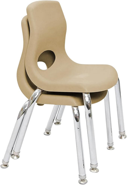 Children’s Factory MyPosture Plus 8" Chair, Tan with Chrome Legs, 2 Pack, Stackable Ergonomic Seating Solution for Classrooms and Homeschools