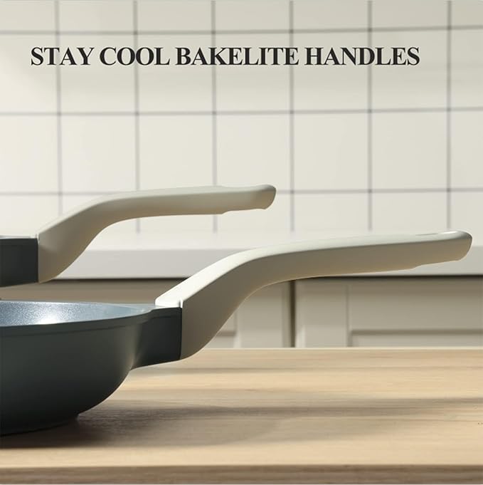 Nonstick Ceramic Frying Pan with Lid, Non Toxic Skillet, Healthy Egg & Omelet & Chef's Skillet, PTFE PFOA & PFAS Free, Induction Compatible. (10Inch W/L)