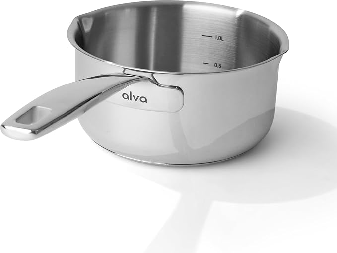 Alva Maestro 11-Piece Stainless Steel Nonstick Cookware Set – PFAS/PFOA/PTFE-Free, Non-Toxic Nonstick – Induction & Oven Safe, Even-Heat Technology, Professional Quality Pots & Pans with Steel Handles