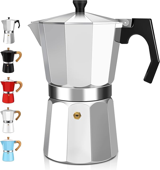 2 Cup Aluminum Espresso Stovetop Moka Pot Express Coffee Maker Percolator Italian Classic Mocha Coffee Machine for Italian and Cuban Cafe Brewing for Home & Camping 100ml 3.3oz