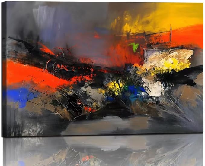 Red Black and Gray Abstract Canvas Wall Art Colorful Modern Multicolored Pictures for Living Room Contemporary Painting Wall Decor for Bedroom Home Office Decortions 24x36 inches