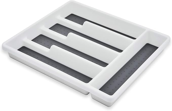 HaWare Silverware Tray for Drawer with Five Sections, Flatware Organizer/Cutlery Holder with Soft Grip Lining and Non-slip Rubber Feet, Multi-Purpose Storage for Kitchen, Office, Bathroom Supplies