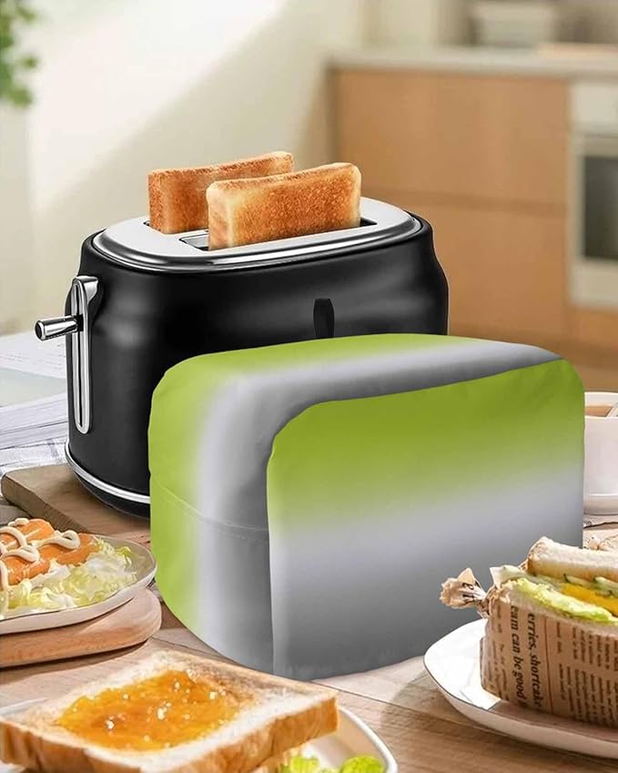 Toaster Cover 2 Slice Ombre Green Toaster Oven Cover with Pockets Green Grey Dustproof Bakeware Protector Small Kitchen Appliance Dust Covers and Fingerprint Protection for Women