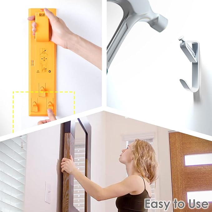 Picture Hangers Hanging Hooks-50lbs Picture Frame Hooks Large Heavy Duty Picture Hooks Kit with Nails for Wall Drywall 30pcs,Silver