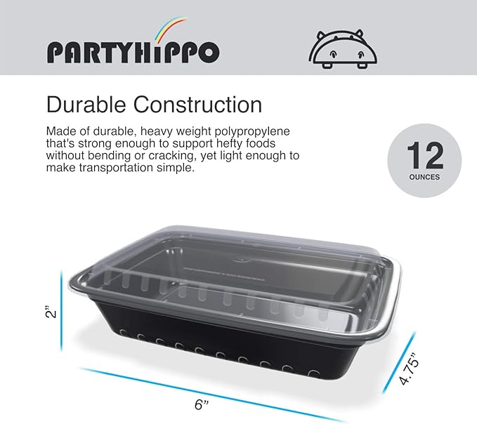 PARTYHIPPO Small Meal Prep Containers Single Lids, 12 OZ [25-Pack] Food Storage Bento BPA Free | Stackable | Reusable Lunch Boxes, Microwave/Dishwasher, Freezer Safe,Portion Control (12 OZ 25 pack)