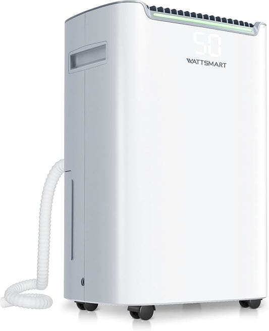 Dehumidifiers for Home with Drain Hose,75 OZ Water Tank, 4500 Sq.Ft 55 Pints Dehumidifiers for Basement, Bathroom, Bedroom, Three Modes, Smart Humidity Control, Dry Clothes, 24H Timer, White
