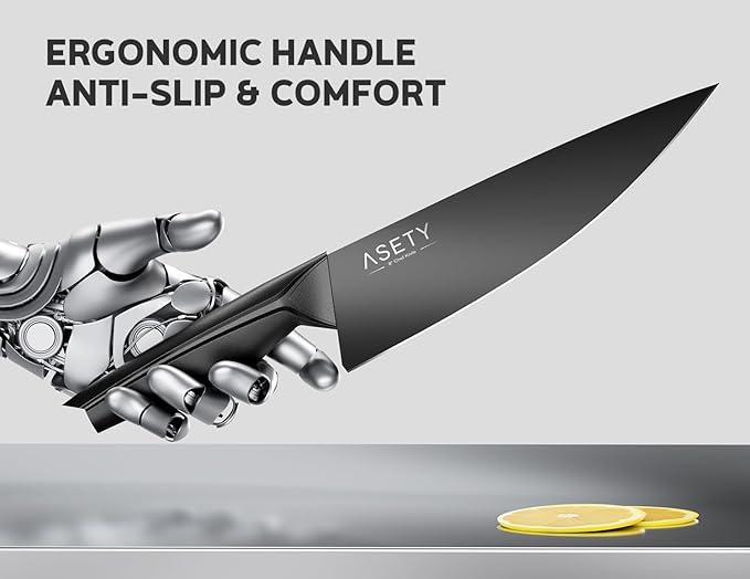 Kitchen Knife Sets with Block -15 PCS Knife Set with Bulti-in Sharpener, Dishwasher Safe, Stainless Steel Kitchen Knife with Ergonomic Handles, Sharp knives for Men and Women,Black