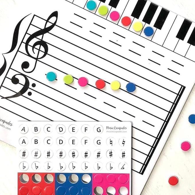 Dry Erase Music Staff White Boards, Magnetic Dry Erase Board Note Reading Borad for Music Lessons Piano Teaching Music Gift, Double Sided Music Staff Whiteboard for Kids Students