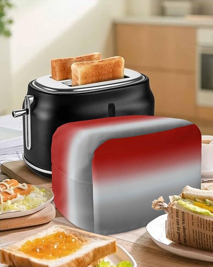 Toaster Cover 4 Slice Red Grey Ombre Toaster Oven Cover with Pockets Gradient Gradual Color Dustproof Bakeware Protector Small Kitchen Appliance Dust Covers and Fingerprint Protection for Women