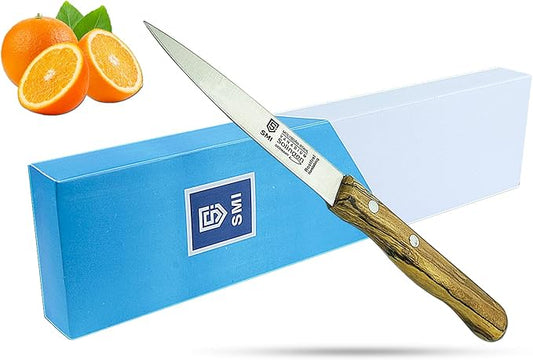 SMI - Paring Knife Fruit Knife Vegetable Knife Olive Wooden Handle Stainless Steel Solingen Knife Made in Germany - Not Dishwasher Safe