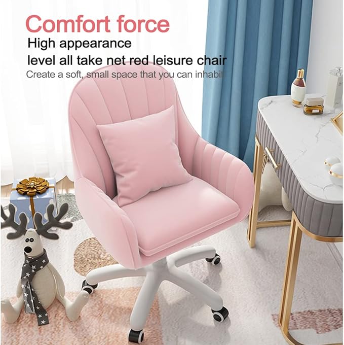 Home Office Chair Computer Chair with Mid-Back Upholstered Modern Tufted Computer Task Chair Swivel Height Adjustable Velvet Accent Chair Suitable for Bedroom, Study