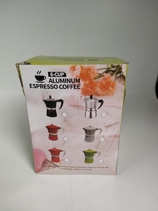 6 Cup Aluminum Espresso Stovetop Moka Pot Express Coffee Maker Percolator Italian Classic Mocha Coffee Machine for Italian and Cuban Cafe Brewing for Home & Camping 300ml 10oz