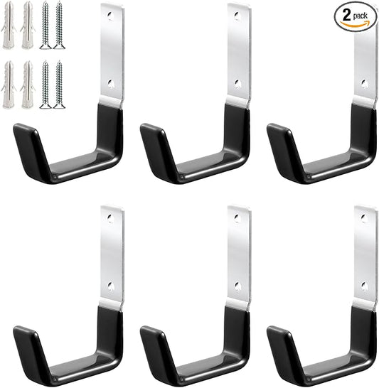 Heavy Duty Steel Garage Hooks,Garage Storage Utility Hooks,Anti-Slip Hanger, Tool Organizer,Steel Wall Mount Organizer, Garden Hose Hanger (Small-6PC)