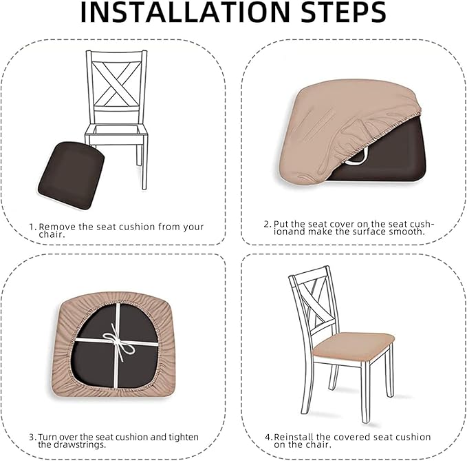 Seat Covers for Dining Room Chairsset of Set of 4, Light Blue Gray Floral Boho Stretch Chair Seat Covers Cushion Slipcovers for Kitchen Office