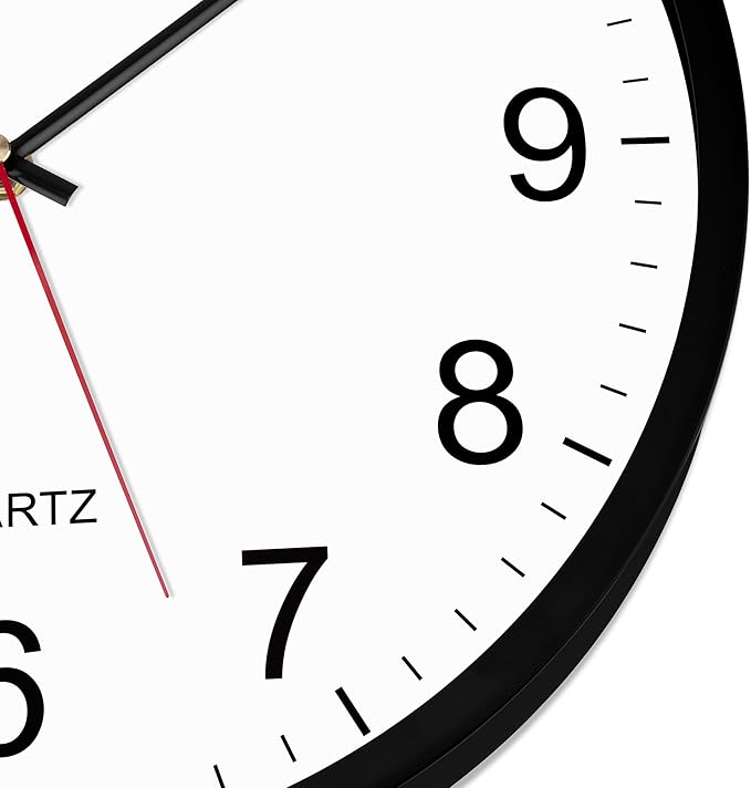 Foxtop Black Backwards Wall Clock, Runs Counterclockwise, 12 Inch Silent Non Ticking Battery Operated Round Analog Wall Clock for Office Living Room Bedroom Home Classroom