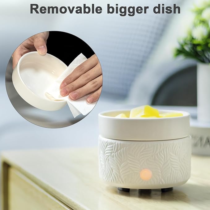 Candle Warmer & Burner - Ceramic Essential Oil 3-in-1 Wax Melter with Timer, Auto Shut Off for Scented Wax Tarts - Aromatherapy for Home, Office, Bedroom & Gifts