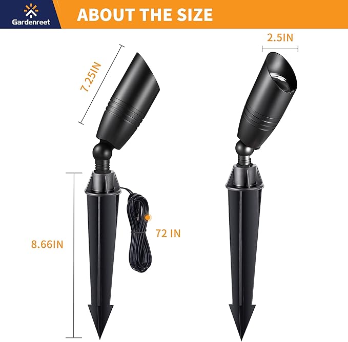 Black Brass Low Voltage Landscape Spotlights(6-Pack) Kit 12V LED with 100 Feet Wire and 30Pack Connectors for Outdoor Yard Garden Patio Without Transformer