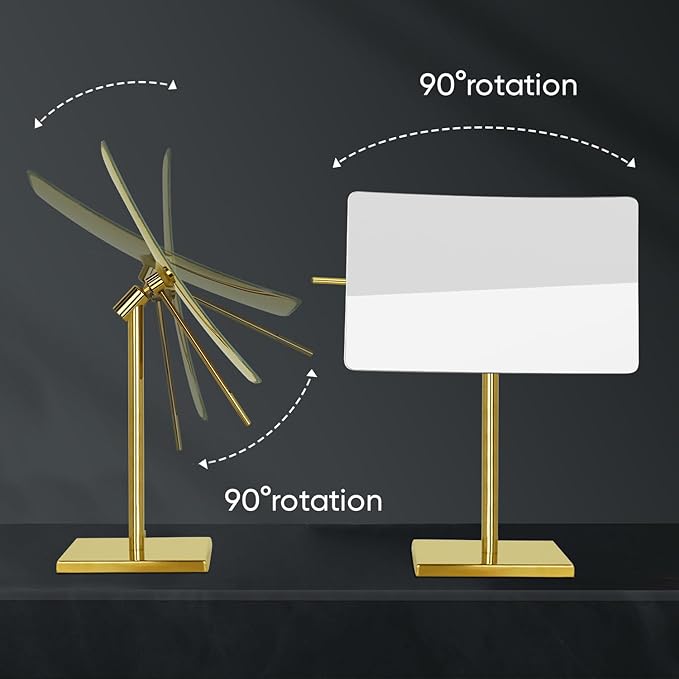 DOWRY 5X Tabletop Magnifying Makeup Mirror Adjustable Rectangular Vanity Mirror for Bedroom 304 Stainless Steel Gifts for Women Wife Mom Teengirls Gold Brushed