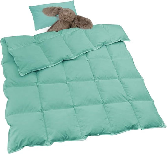 zzlamb Warm Baby Quilt Crib Comforter Small Duvet Insert, Toddler Down Comforter Kids Crib Down Throw Blanket, Lightweight Soft Brushed Noiseless Shell Down Proof Machine Washable, Aqua 41x48in