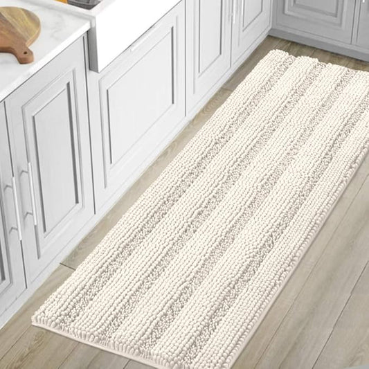 H.VERSAILTEX Bathroom Rugs Bath Mat Runner Rug Non Slip Kitchen Rug Extra Long Bath Rug Runners Oversized 59" x 20" Absorbent Washable Dry Fast Plush Area Rug for Bathroom/Bedroom - Ivory