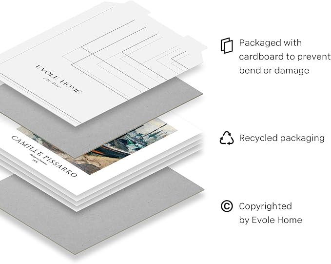 EVOLE HOME Camilie Pissarro Art Prints, Set of 4 Wall Art, Unframed 8x10 Art Prints, Giclée Prints, Impressionism Art Poster for Home Decor, Office Wall Decor, Gift for Men, Women