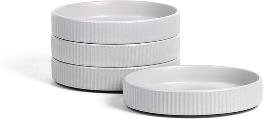 Stone Lain Haven Modern Stoneware 4 Piece Pasta Bowls Sets, Dish Set for 4, Reactive Glaze Grey