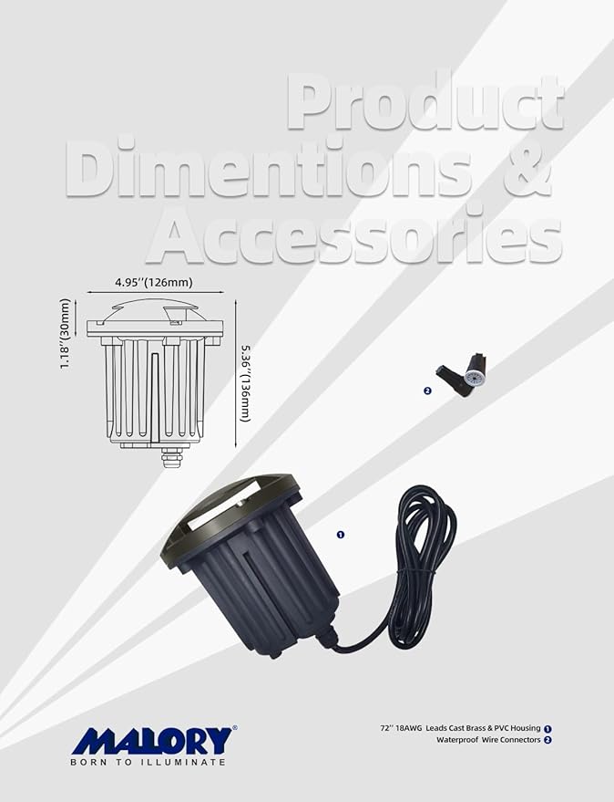 MALORY Brass Top Cover Landscape Well Lights,(5''H) 12V Low Voltage Outdoor In Ground Lights,Landscape Lighting for Pathway, Driveway and Garden (Two-Direction Turret, 4-Pack Without Bulb)