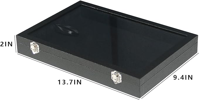 Coward Jewelry Organizer Box, Black Velvet Blank Display Tray Case with Lid for Storage Necklaces Bracelets Rings Beads and Jewelry Accessories
